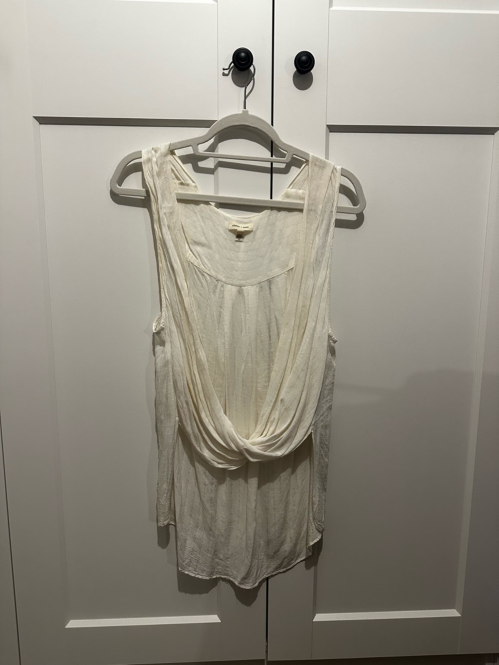 Silent & Noise Lightweight Cream Draped Tank Top